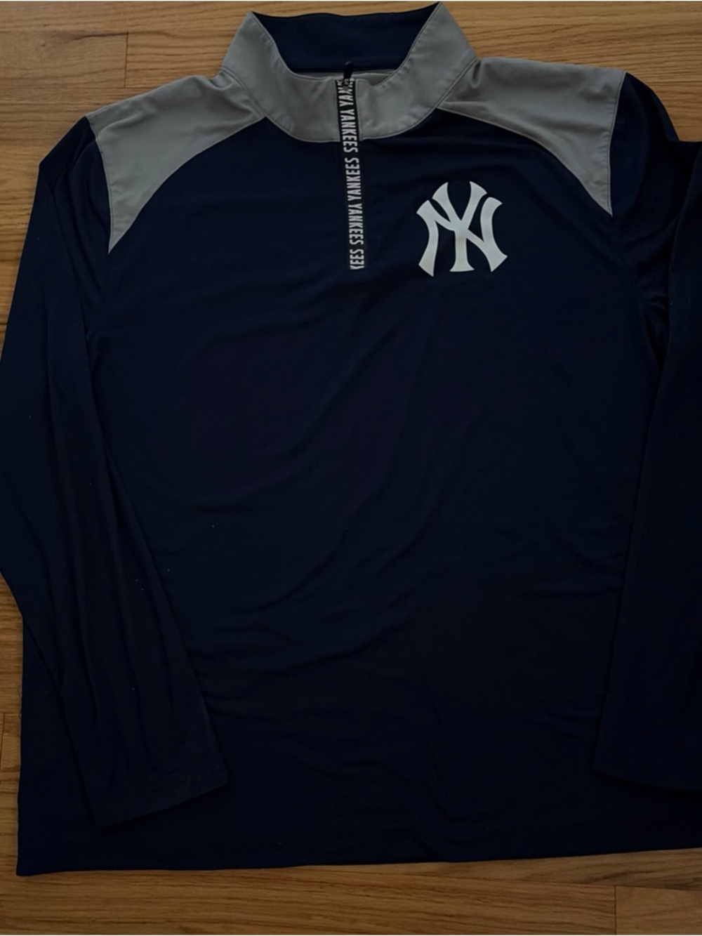 NY Yankees Navy & Gray Quarter-Zip Pullover Fanatics